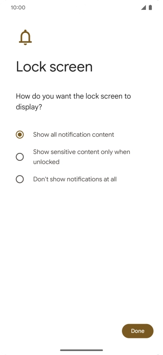 Press the required setting.