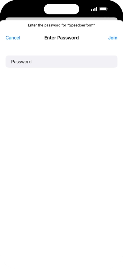 Key in the password for the Wi-Fi network and press Join.