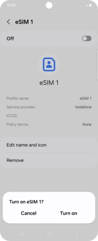 If you turn on use of the price plan, press Turn on.