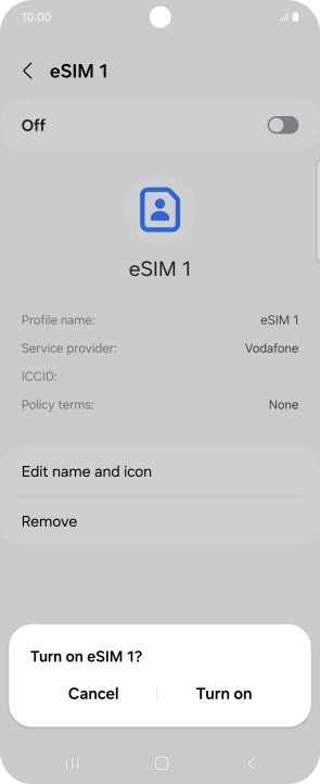 If you turn on use of the price plan, press Turn on.