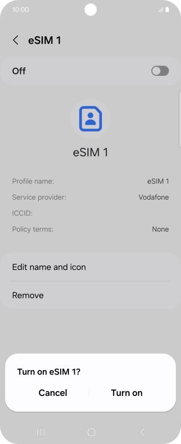 If you turn on use of the price plan, press Turn on.