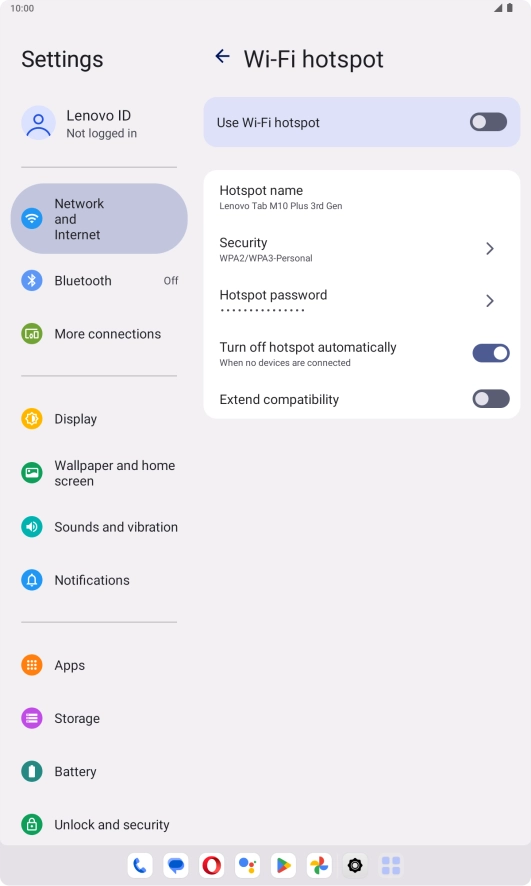 Press Hotspot name and key in the required name for the Wi-Fi hotspot.