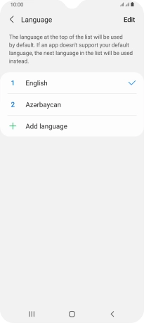 To subsequently select another language as the default language, press the required language.