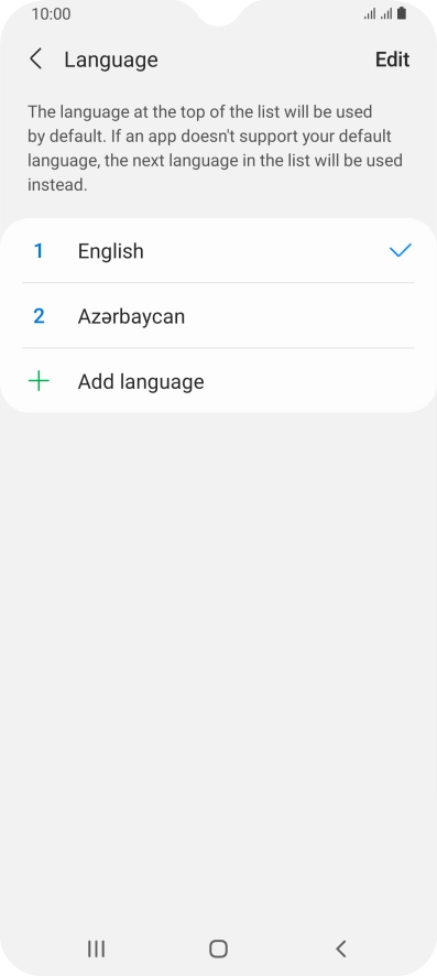 To subsequently select another language as the default language, press the required language.