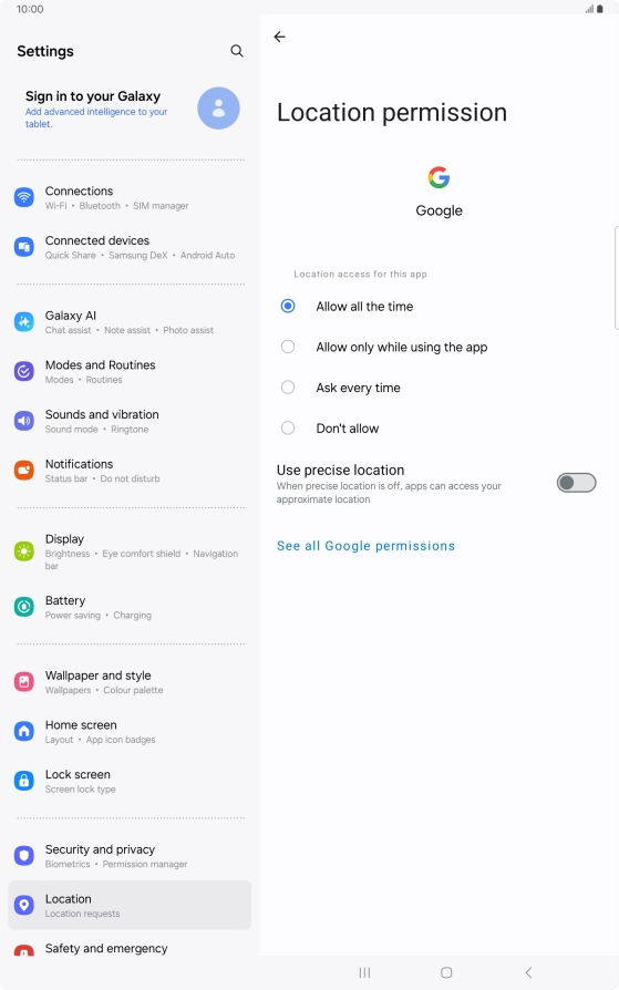 Press the required setting. Press the required setting.