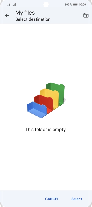 To create a new folder, press the new folder icon and follow the instructions on the screen to create a new folder.