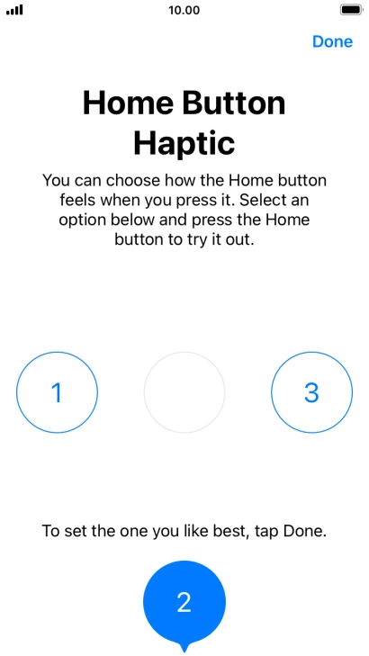 Press the required setting.