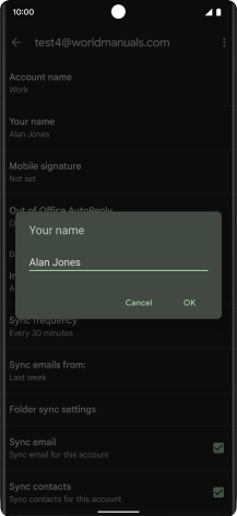 Key in the required sender name and press OK.