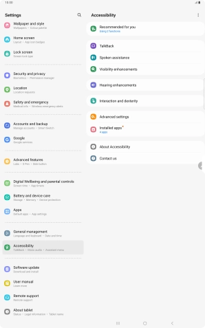 Press TalkBack and follow the instructions on the screen to select the required settings.
