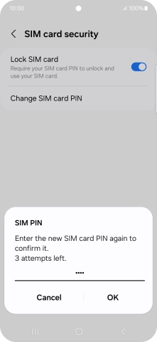 Key in the new PIN again and press OK.