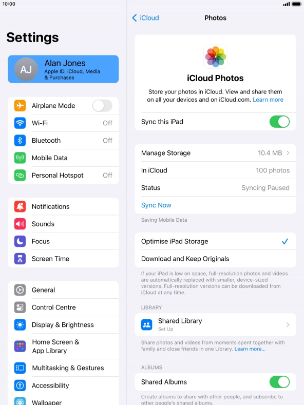 Press the indicator next to 