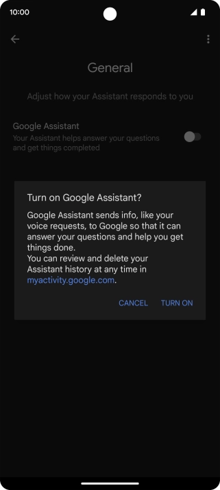 If you turn on the function, press TURN ON.