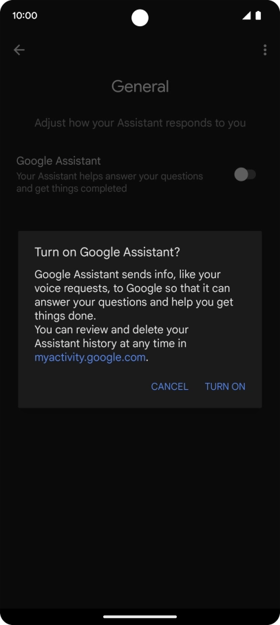 If you turn on the function, press TURN ON.