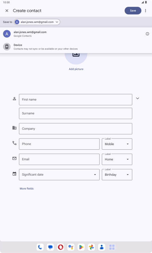 Press the required Google account. Press the required Google account.