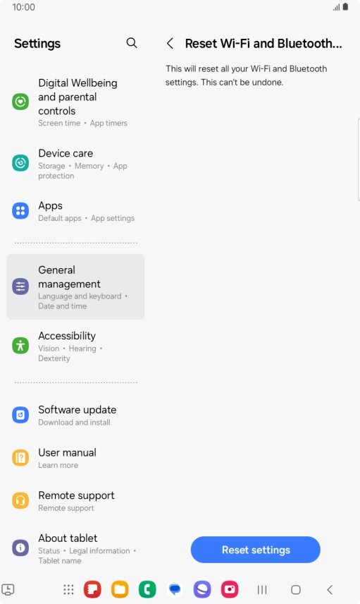 Press Reset settings. Press Reset settings.