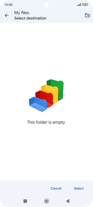 To create a new folder, press the new folder icon and follow the instructions on the screen to create a new folder.