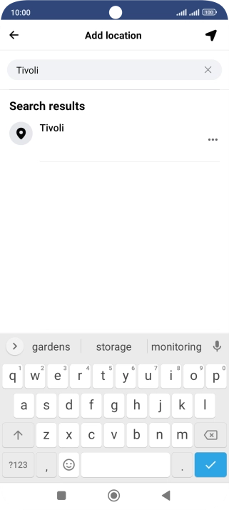 Press the required location.