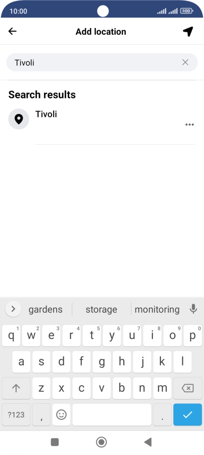Press the required location.