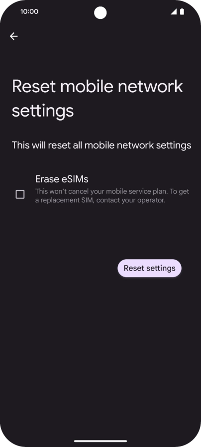 Press Reset settings.