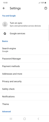 Press Privacy and security.