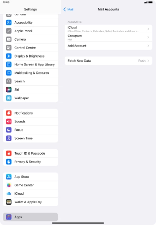 Press the name of the email account you've just set up.