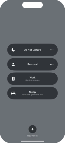 Press the required focus mode to activate or deactivate it immediately. Press the required focus mode to activate or deactivate it immediately.