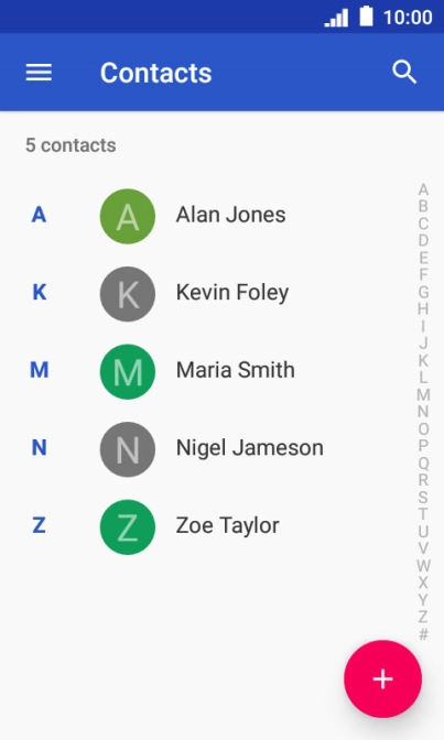 Press the required contact.