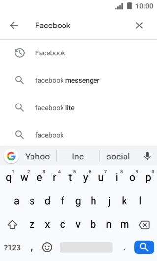 Key in Facebook and press the search icon.