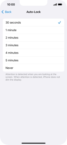 Press the required setting.