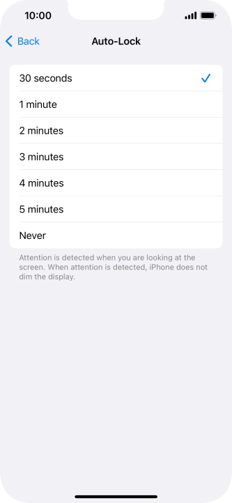 Press the required setting.