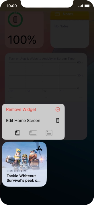 Press Remove Widget.