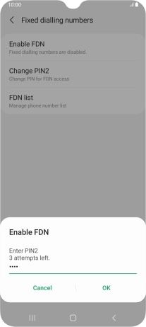 Key in your PIN2 and press OK. The default PIN2 is 1111.