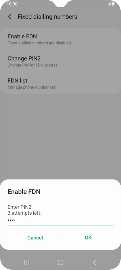 Key in your PIN2 and press OK. The default PIN2 is 1111.