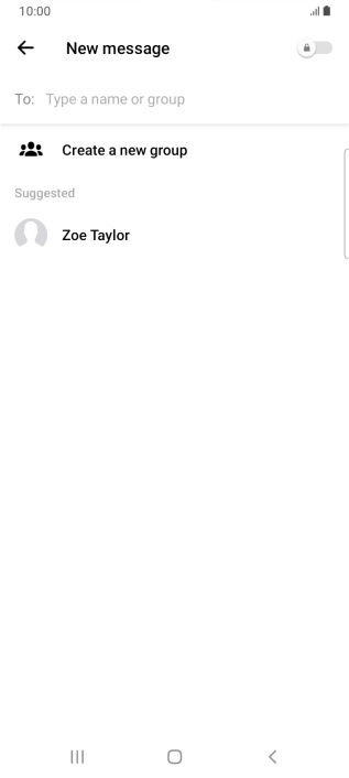 Press the search field and key in the first letters of the recipient's name.
