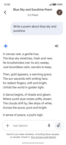 You can ask Gemini to generate a text based on your description.