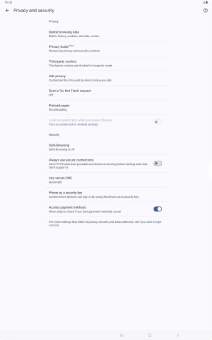 Press Delete browsing data.