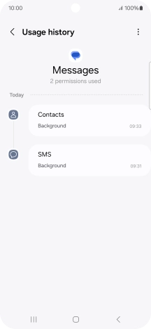 The app activity for the selected app is displayed.