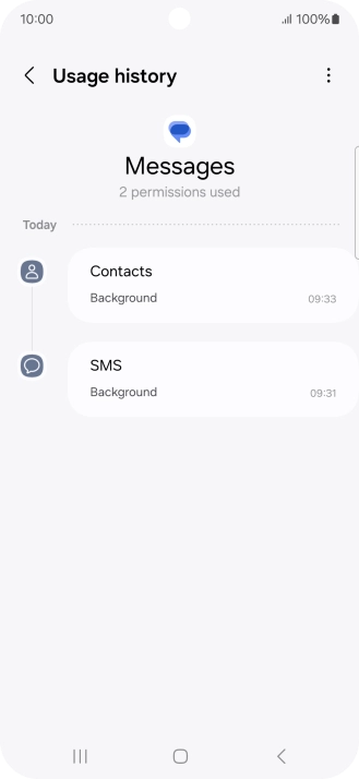 The app activity for the selected app is displayed.