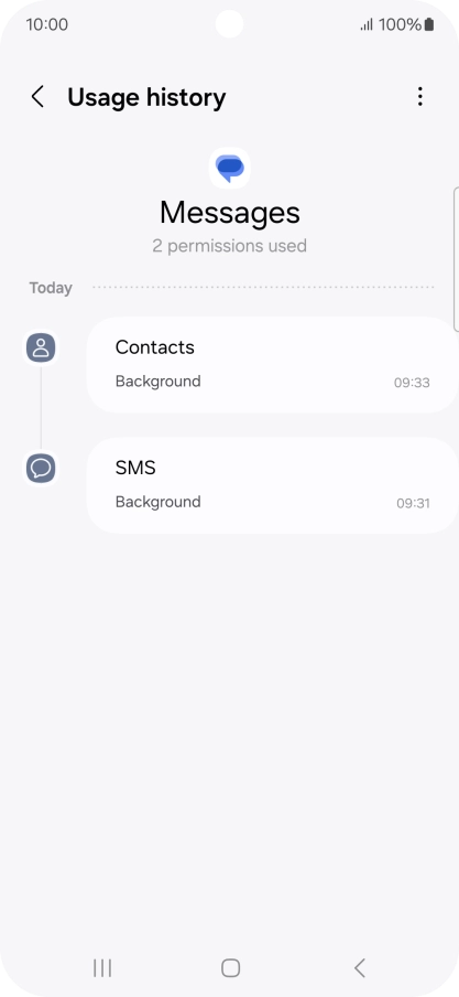 The app activity for the selected app is displayed.