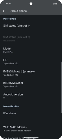 Your phone's software version is displayed below Android version.