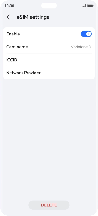 Press DELETE and follow the instructions on the screen to delete your eSIM.