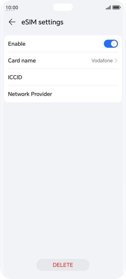 Press DELETE and follow the instructions on the screen to delete your eSIM.