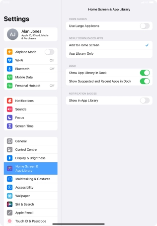 Press the indicator next to 