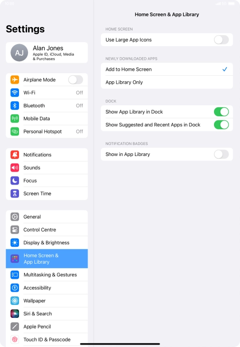 Press the indicator next to 