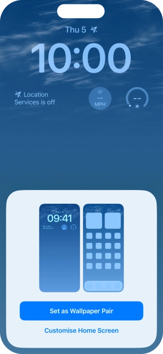 To use the same colour theme on the home screen, press Set as Wallpaper Pair.