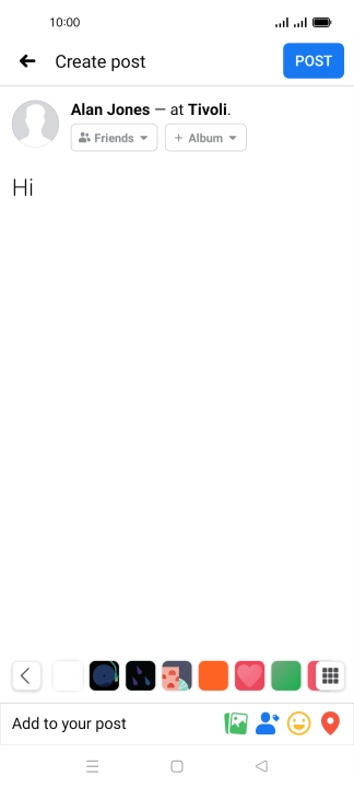 Write the required text and press POST.