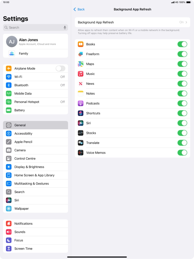 Press Background App Refresh.