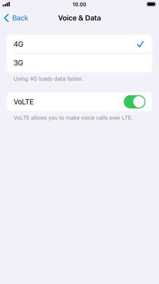 Press the required network mode.