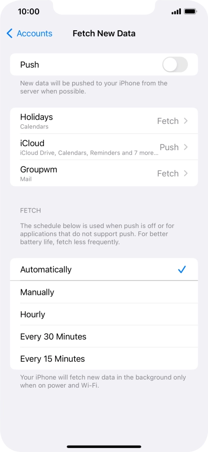 If you turn off the function, press the required setting.