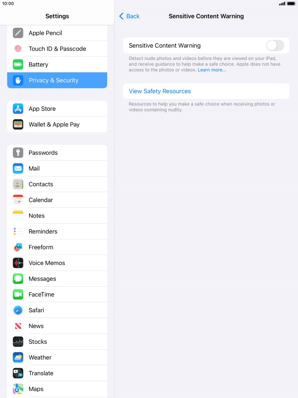 Press the indicator next to 